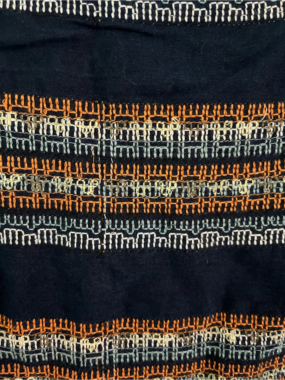 SFERRA Navy Boho Top with Orange Accents - Picture 4 of 5